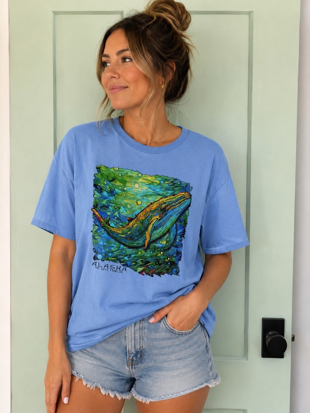 Delta Light Blue Whale Graphic T-Shirt